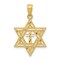 14k Yellow Gold Diamond-Cut Star Of David With Cross Pendant - Measures 16x16mm - JewelryWeb